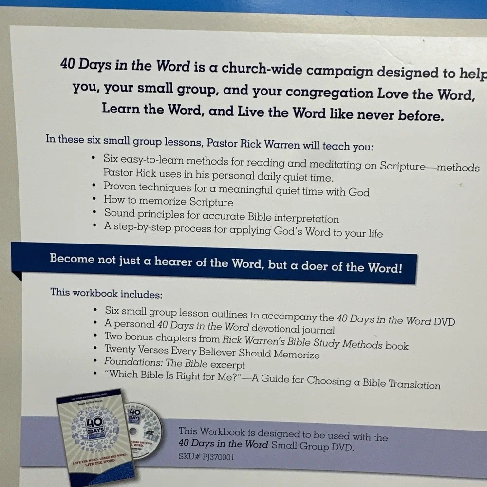 40 Days in the Word Love The Word Learn the Word Live The Word Workbook & DVD